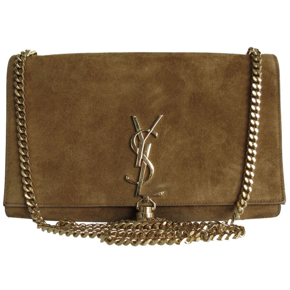 Saint Laurent Crossbody bag suede metal brown gold